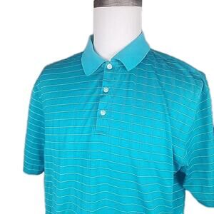 Nike Dri-Fit Blue Striped Tiger Woods Collection Polo Golf Shirt Mens Size XL